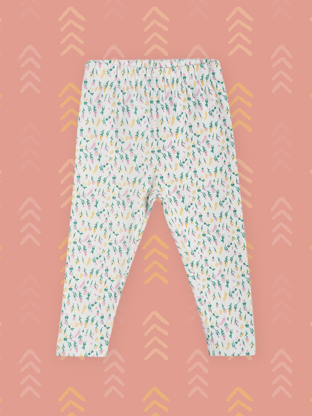 

MINI KLUB Girls Pack of 3 Green & Pink Printed Ankle-Length Leggings, White