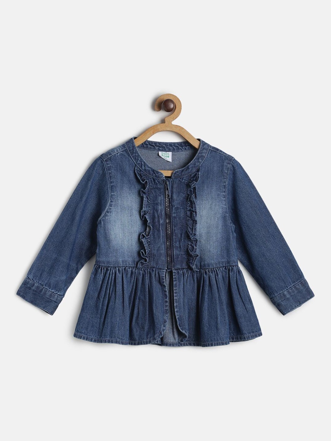 

MINI KLUB Girls Blue Washed Lightweight Cotton Longline Denim Jacket