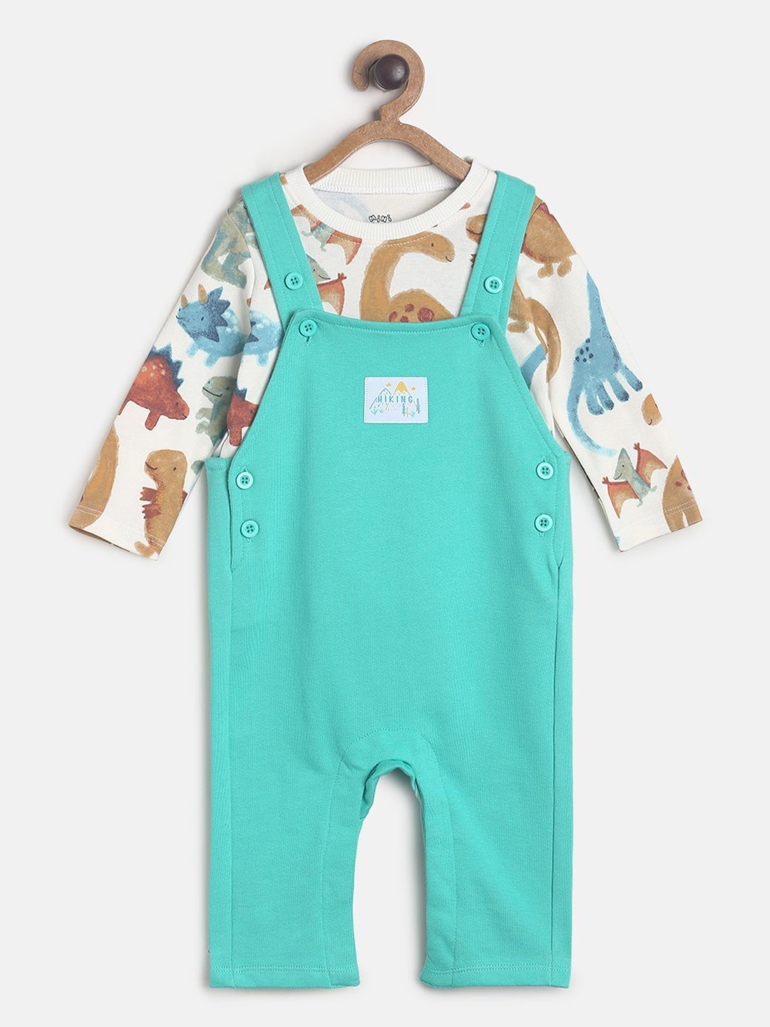 

MINI KLUB Boys Green & White Printed T-shirt with Dungaree