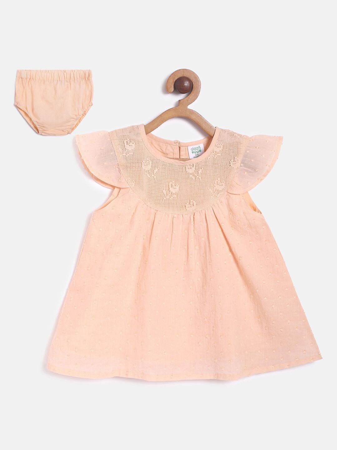 

MINI KLUB Peach-Coloured Floral A-Line Dress