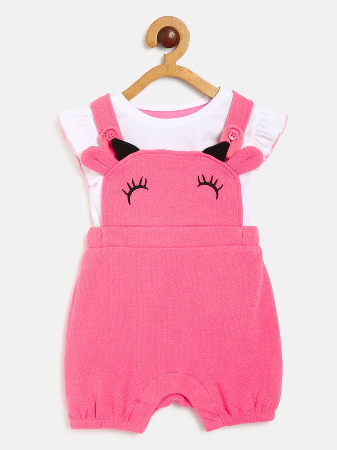 

MINI KLUB Girls Pink & White Organic Cotton Top with Shorts