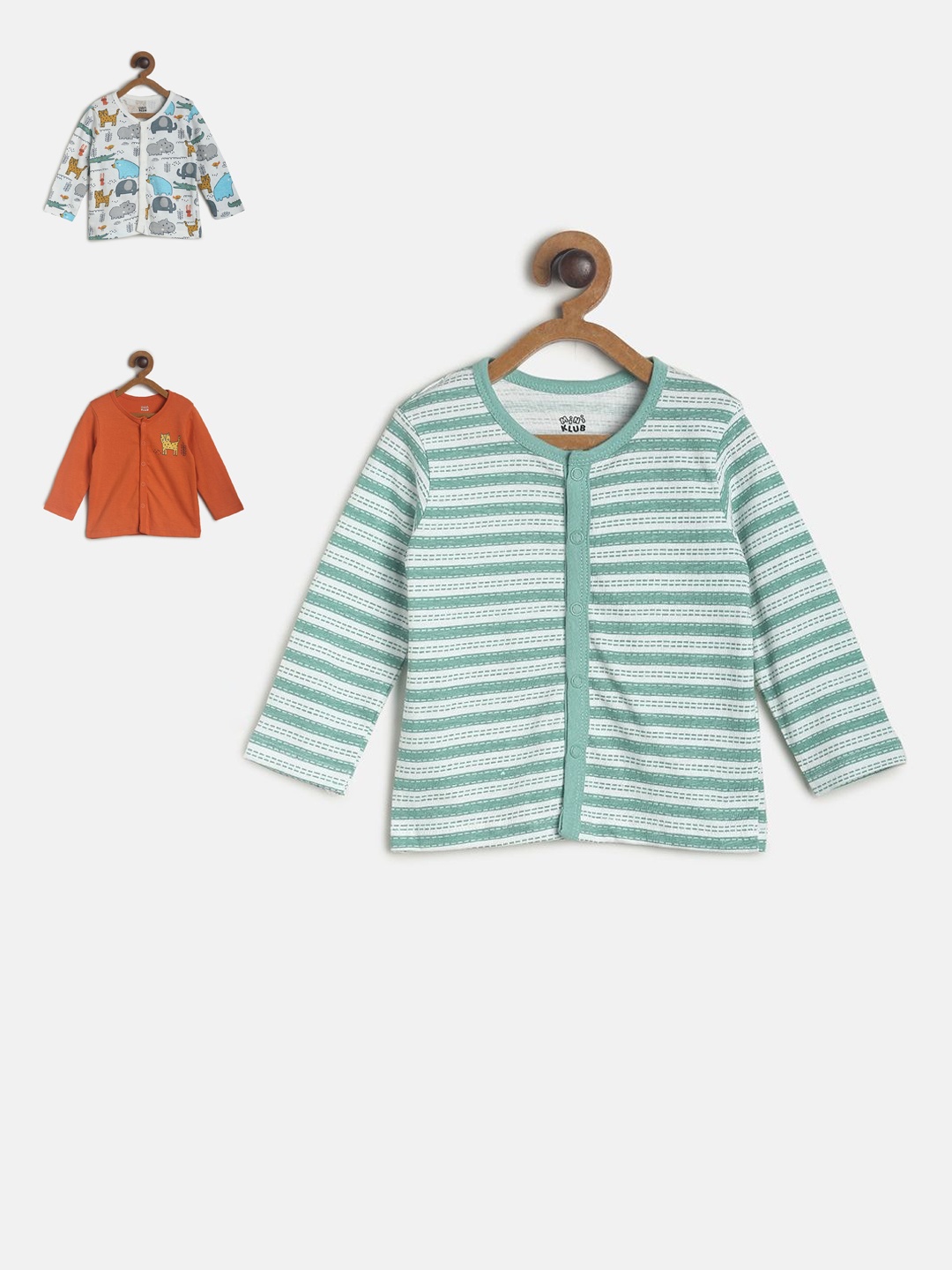 

MINI KLUB Infant Boys Pack Of 3 Pure Organic Cotton Jhablas, Green