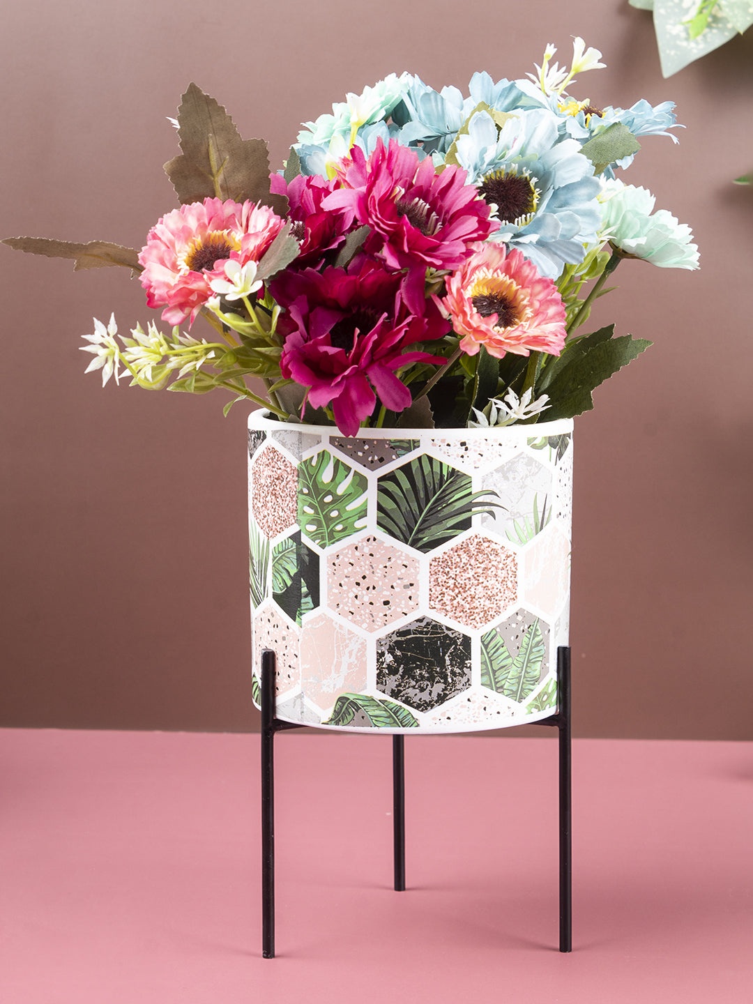 

MARKET99 Multicoloured Printed Ceramic Table Planter, Multi