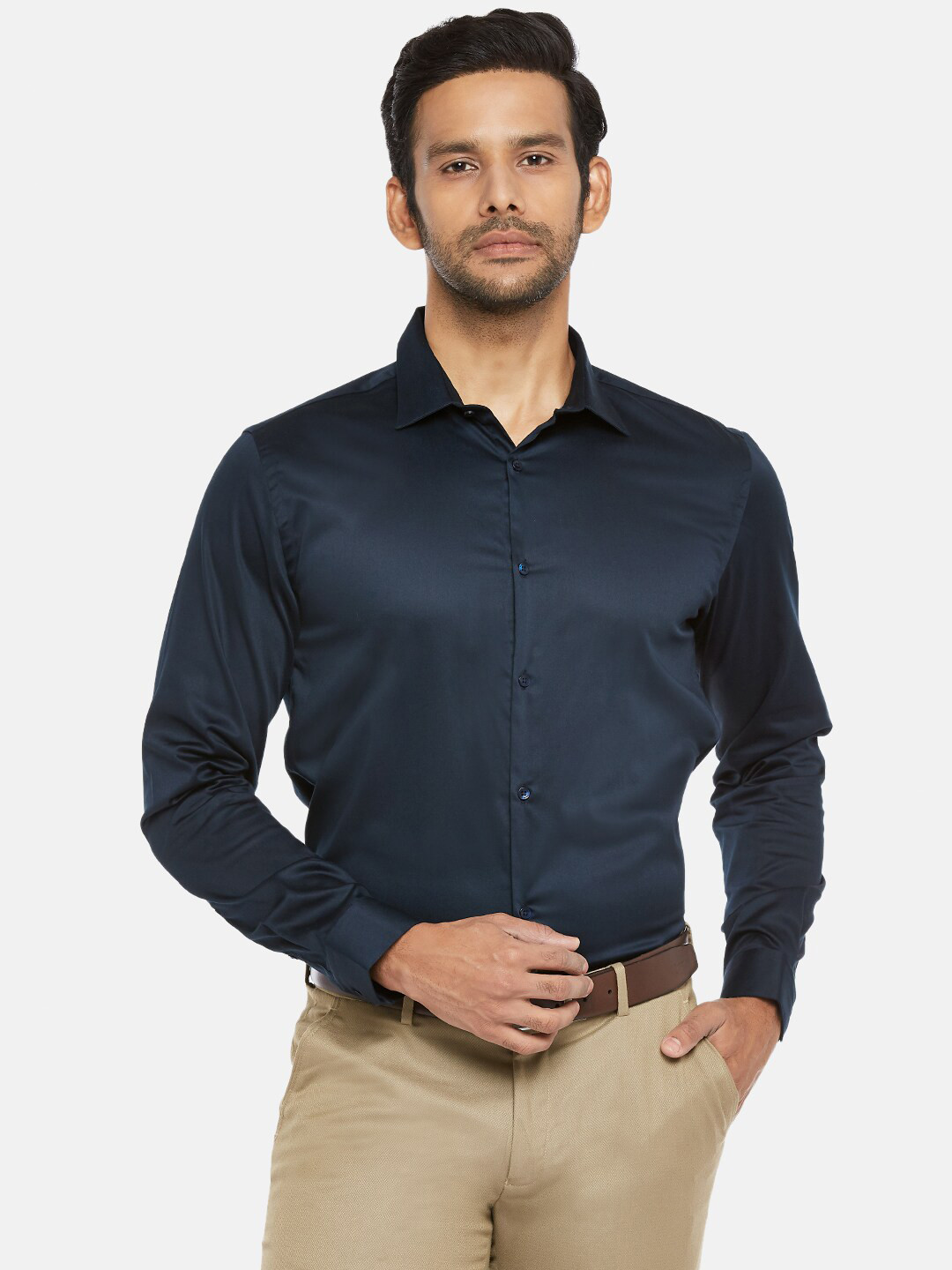 

RICHARD PARKER by Pantaloons Men Navy Blue Slim Fit Party Shirt