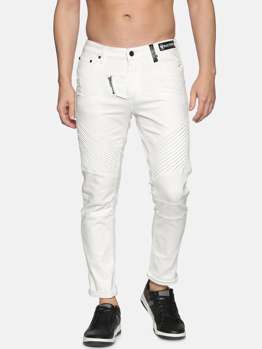 

KULTPRIT Men White Slim Fit Mildly Distressed Stretchable Jeans