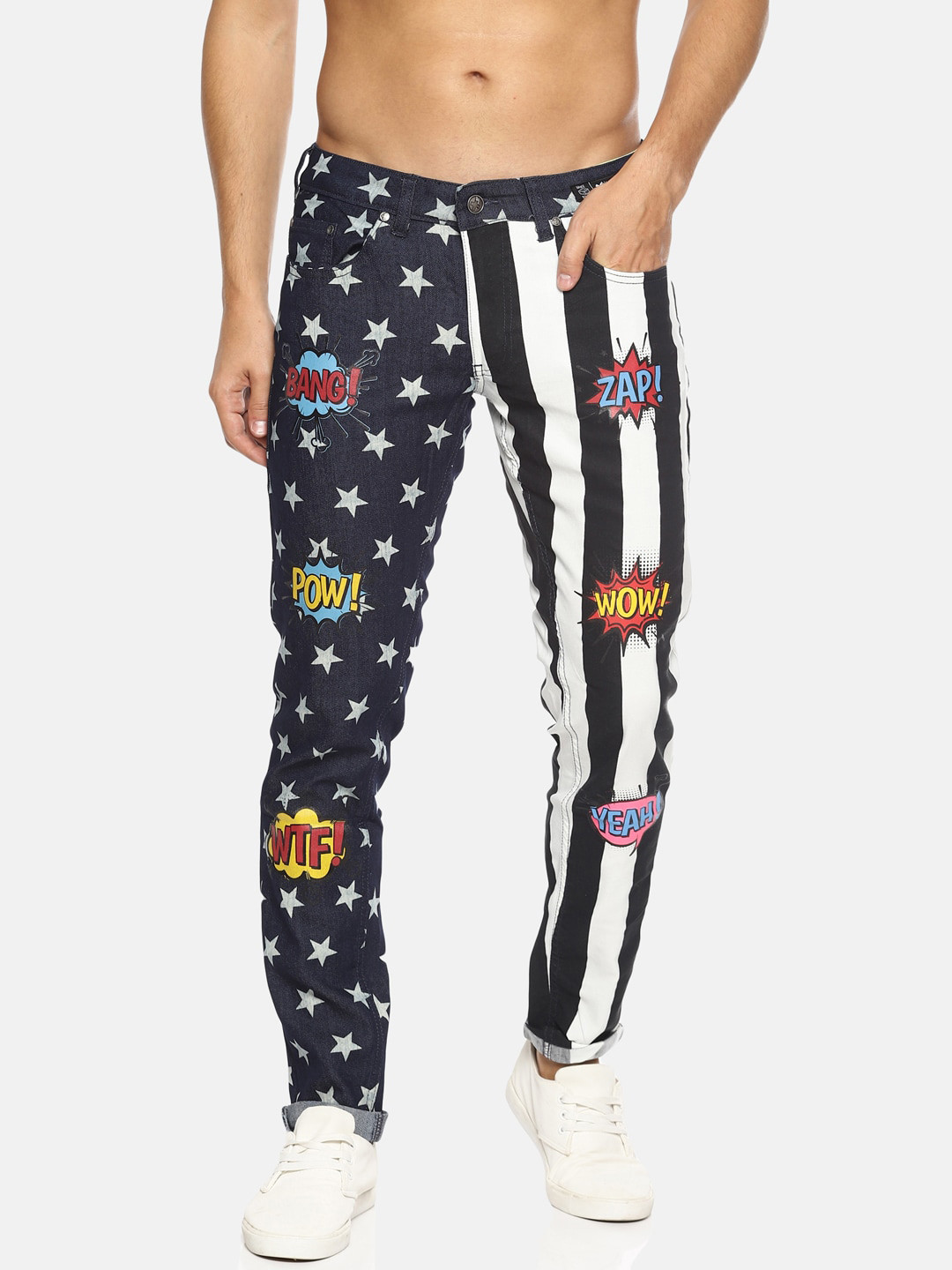 

KULTPRIT Men Black Printed Slim Fit Trousers