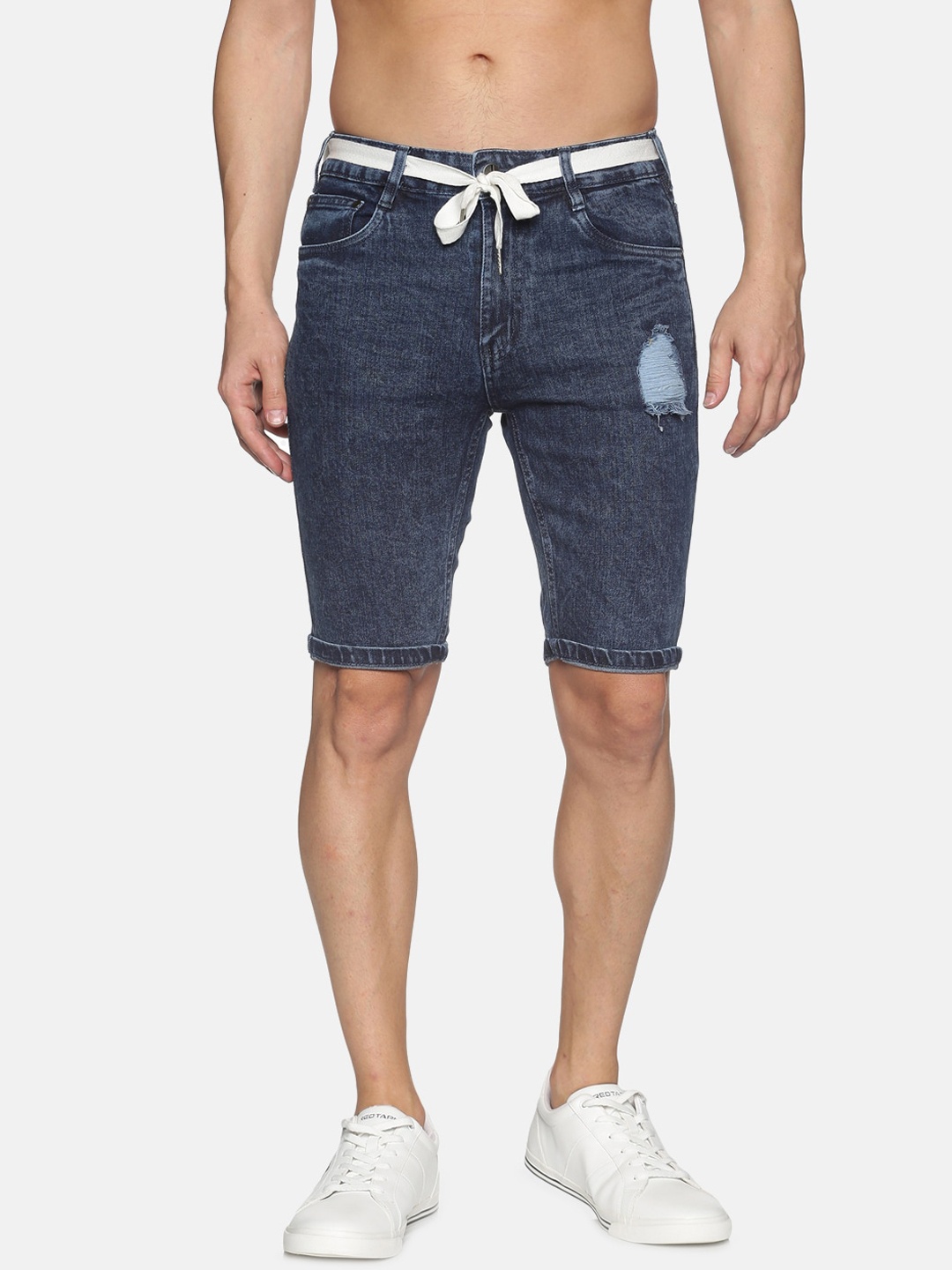 

IMPACKT Men Blue Washed Slim Fit Denim Shorts