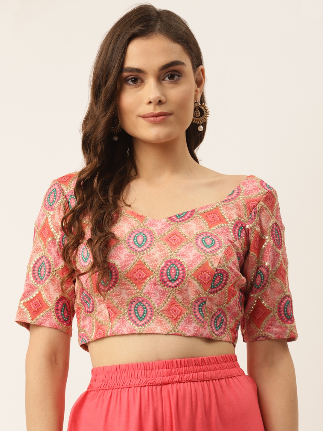 

NDS Niharikaa Designer Studio Women Pink & Golden Printed Padded Bra