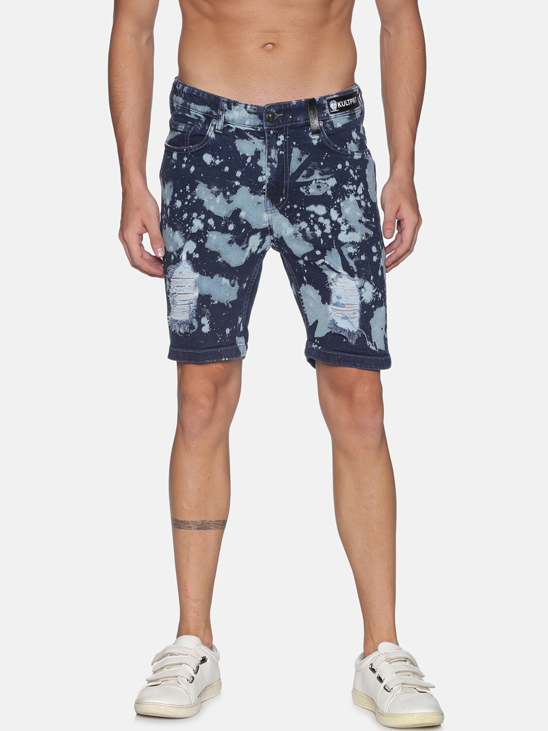 

KULTPRIT Men Blue Printed Slim Fit Shorts