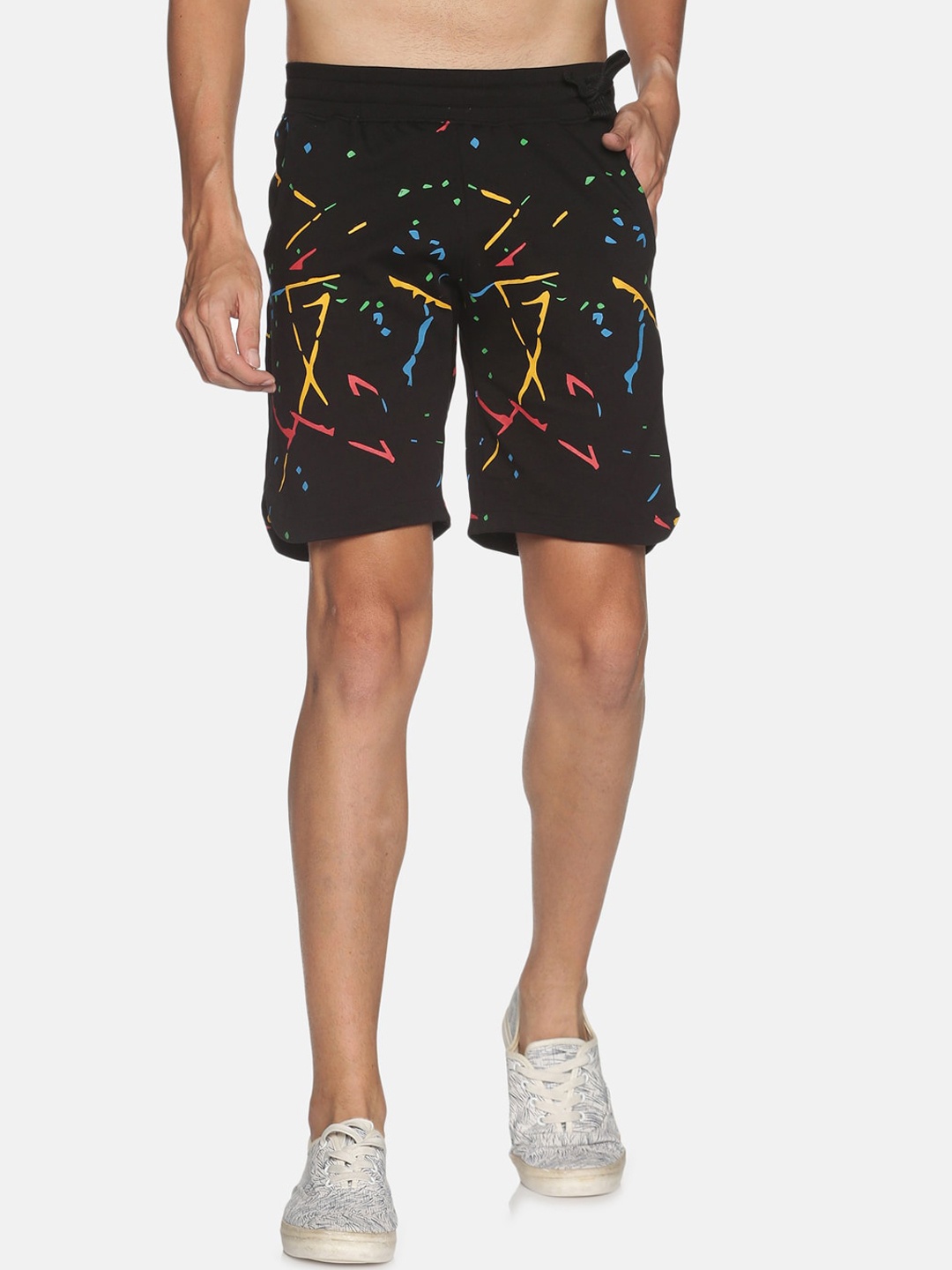 

KULTPRIT Men Black Printed Slim Fit Shorts