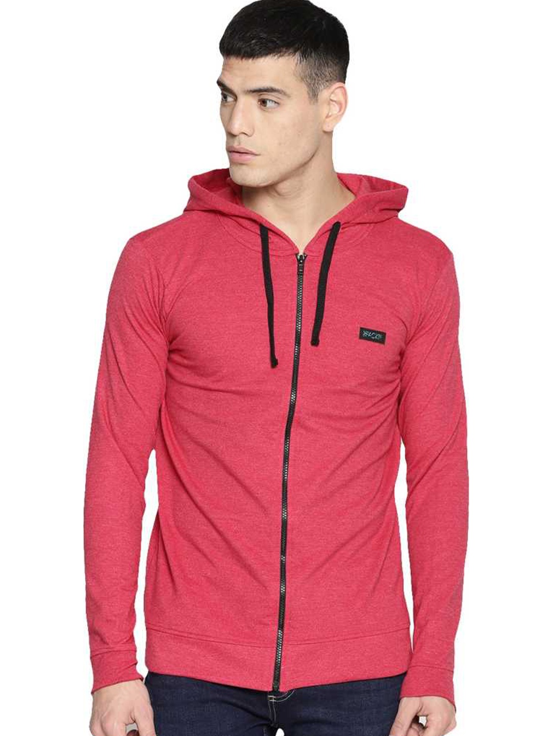 

IMPACKT Men Red Hooded Cotton Sweatshirt