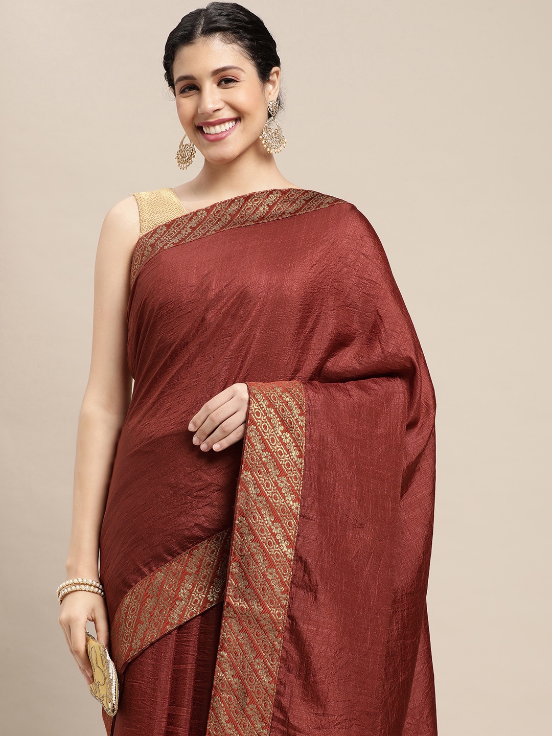 

all about you Rust Silk Blend Saree