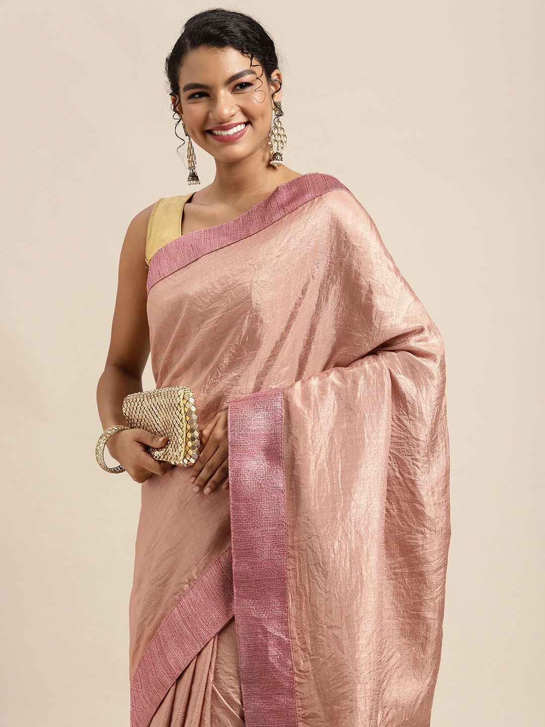 

all about you Peach-Coloured Silk Blend Saree