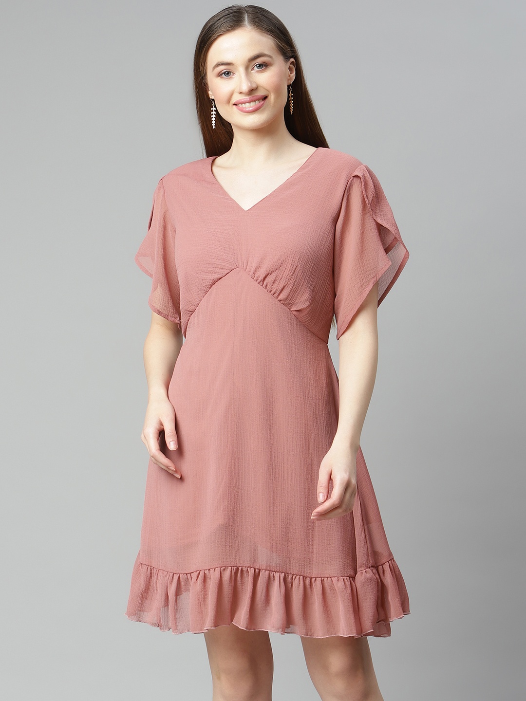

plusS Dusty Pink Solid A-Line Dress, Rose