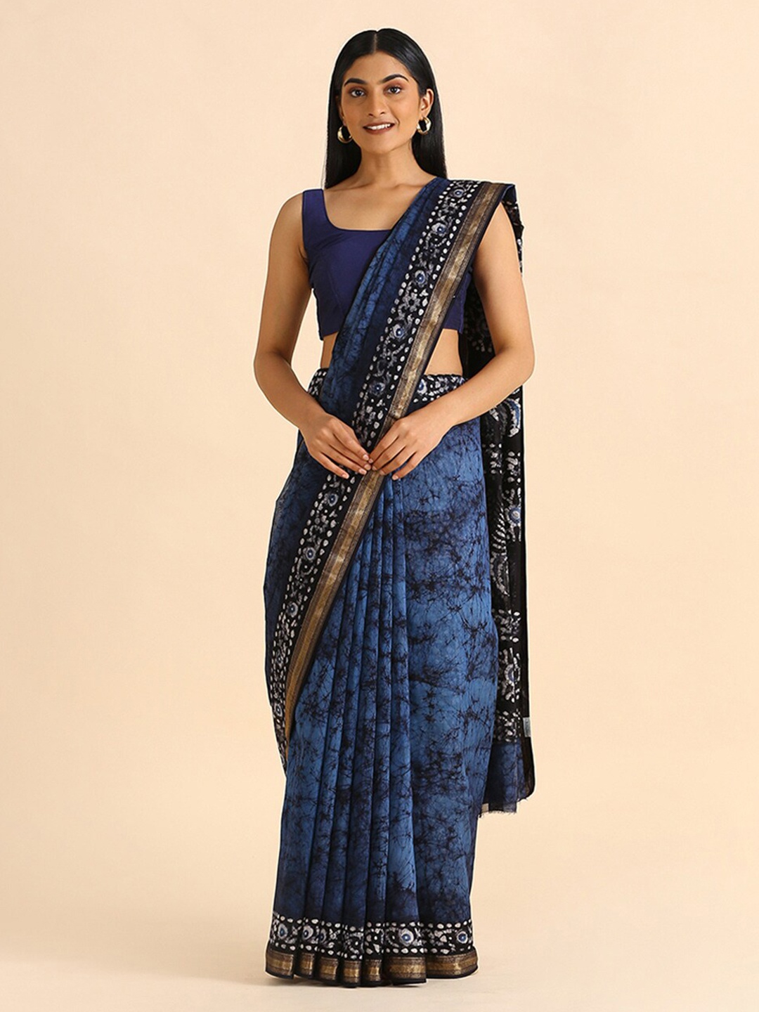 

Taneira Blue Batik Silk Cotton Saree