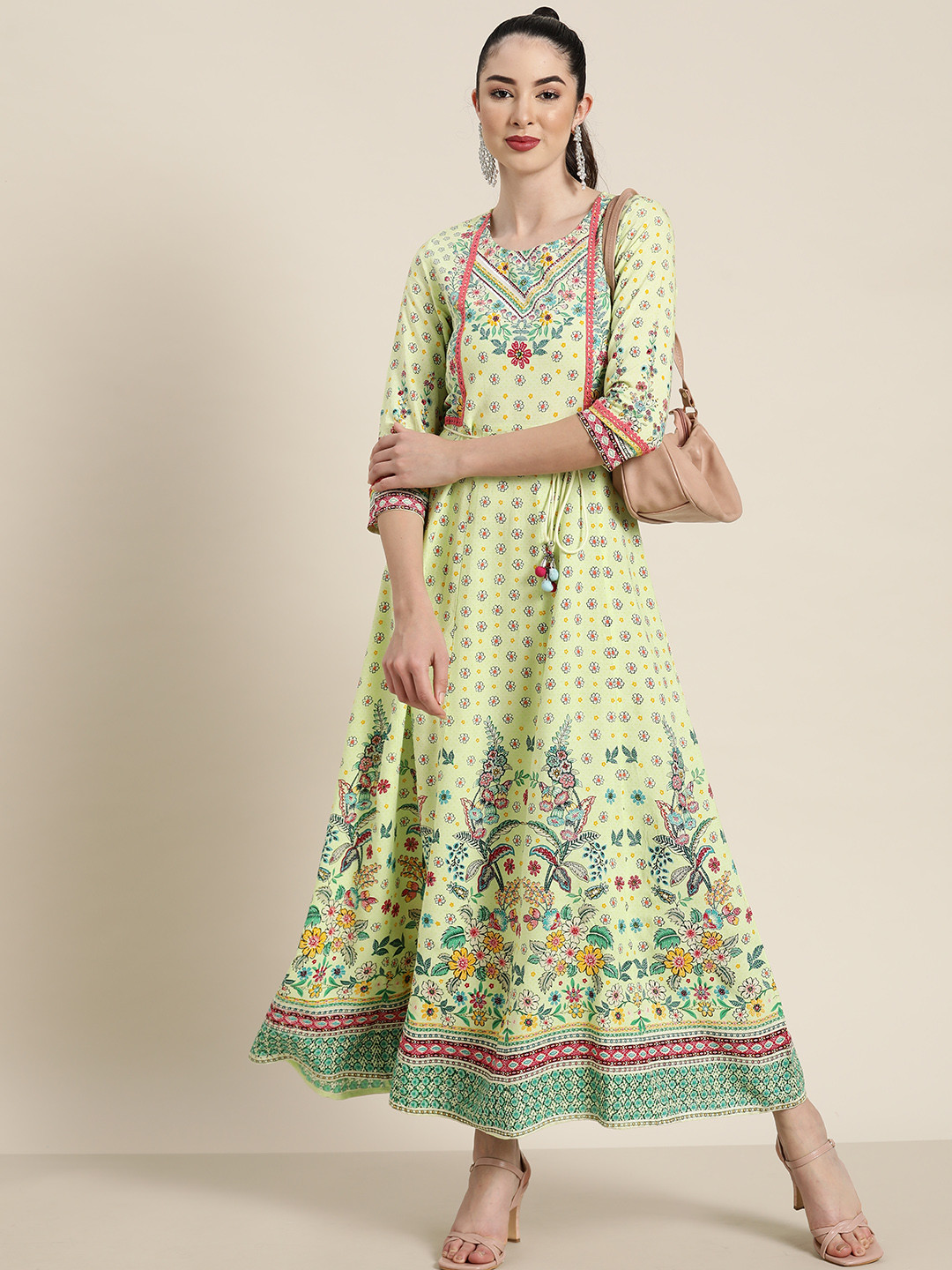 

Juniper Yellow Ethnic Motifs Ethnic Maxi Dress