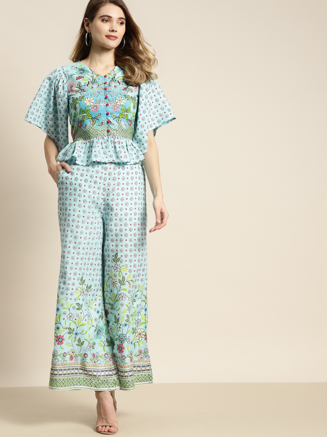 

Juniper Women Blue & Red Ethnic Motifs Print Co-ords Set