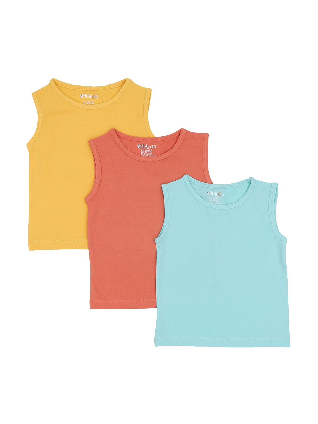 

MiArcus Infant Kids Pack Of 3 Cotton Innerwear Vests, Yellow