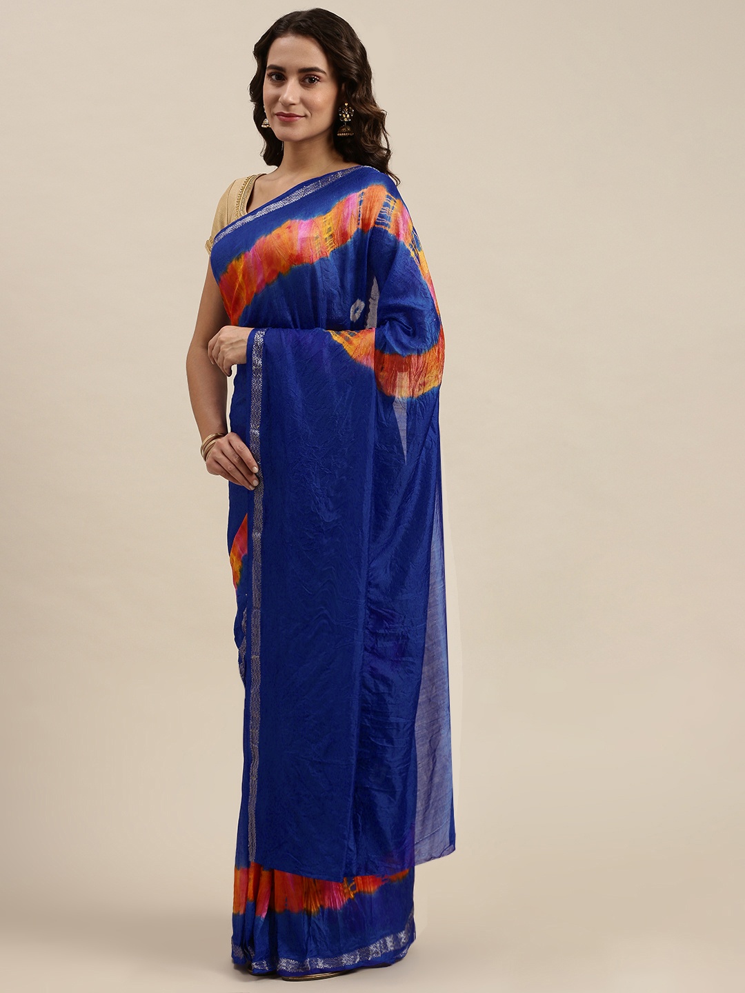

KALINI Purple & Orange Tie and Dye Saree