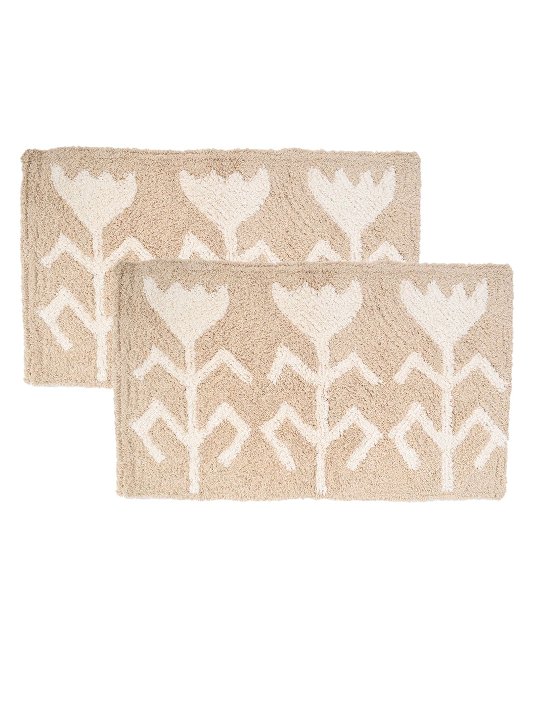 

BLANC9 Beige & Off-White Printed 1700 GSM Pure Cotton Bath Mat