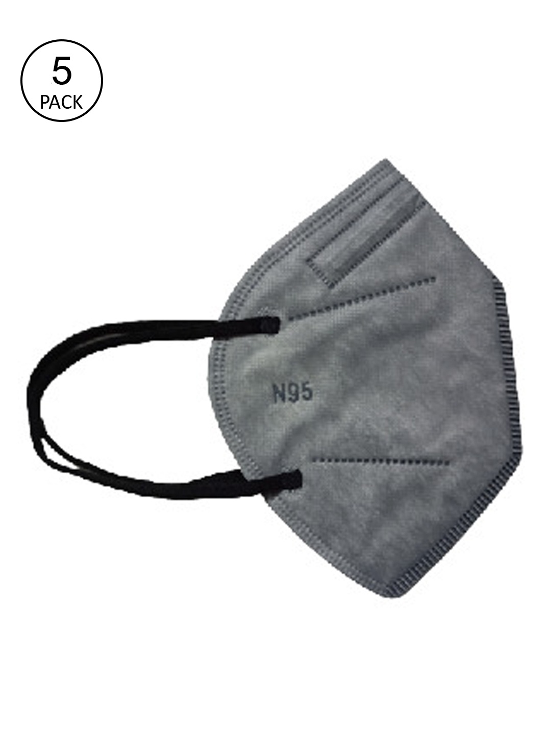 

Vibe Pack of 5 N95 Copper & Activated Carbon Protection Antiviral Head Band Mask, Grey