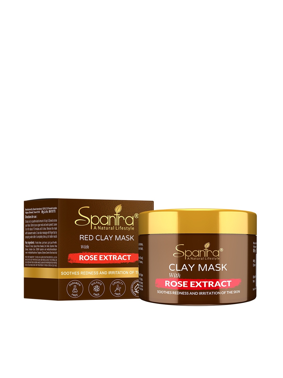 

Spantra Rose Extracts Glowing Skin Red Clay Face Mask 125 gm, Brown