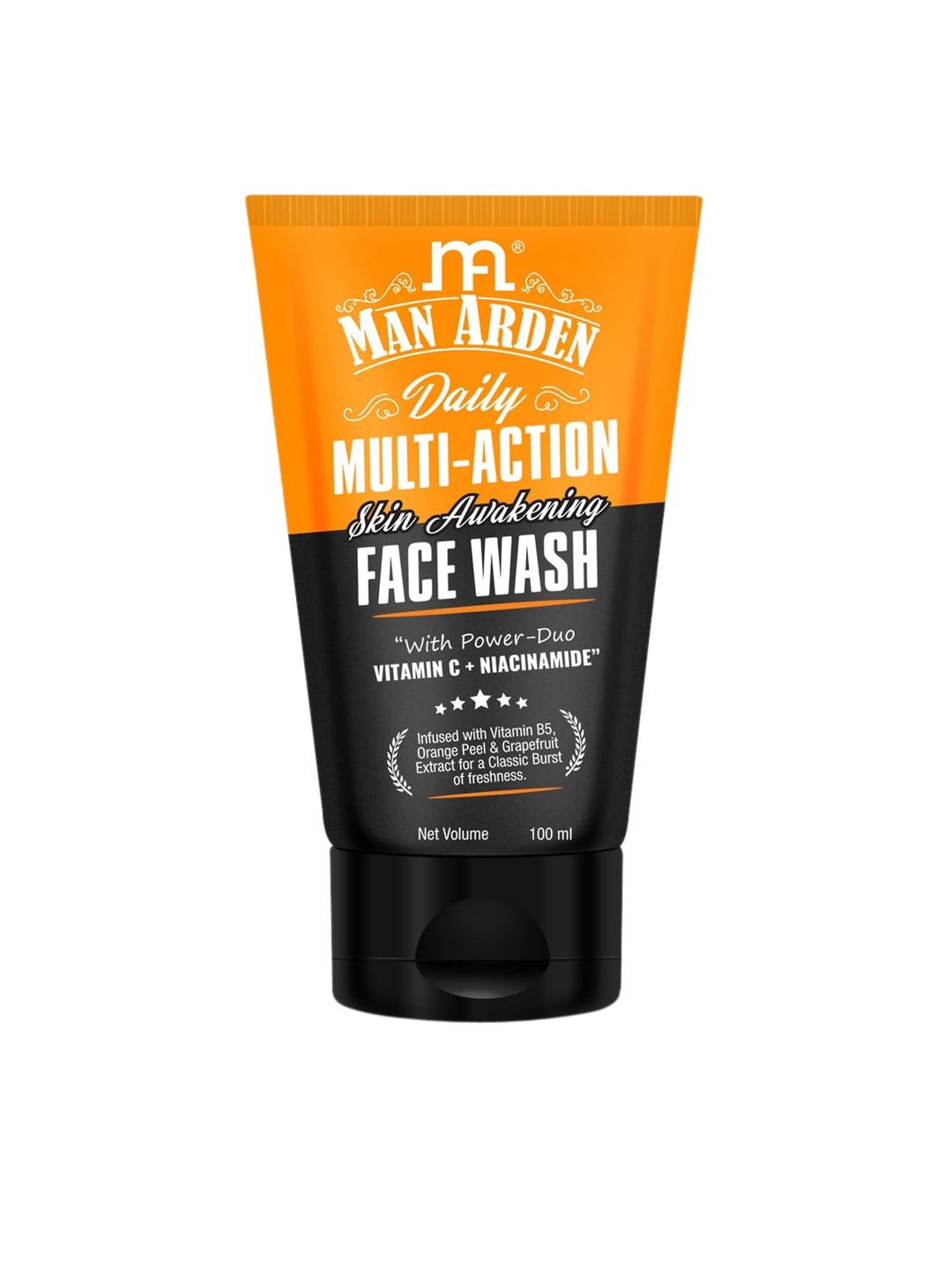 

Man Arden Vitamin C Daily Multi-Action Skin Awakening Face Wash with Niacinamide - 100ml, Black