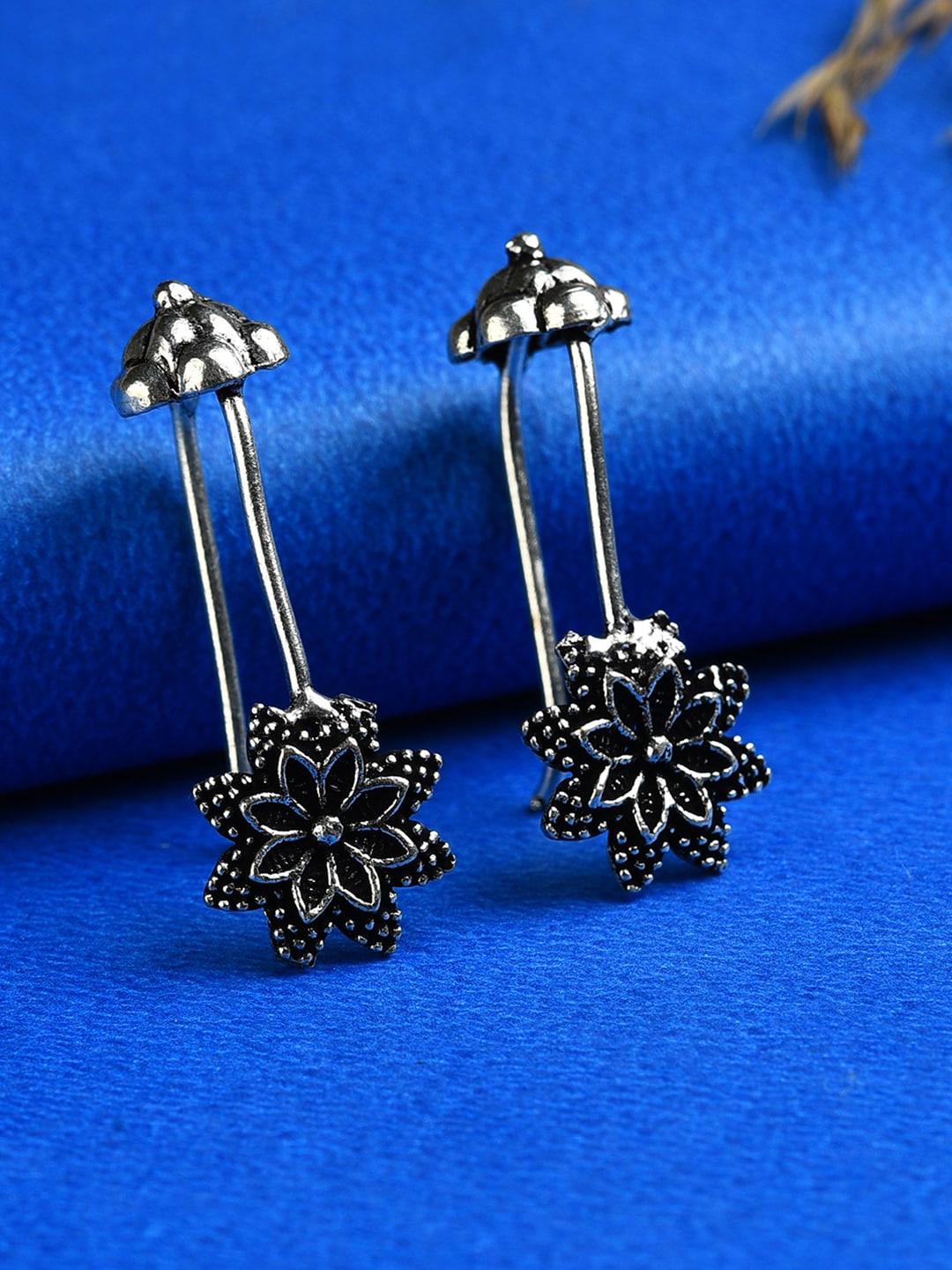 

SOHI Silver-Toned Contemporary Drop Earrings