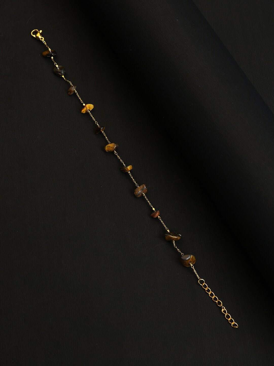 

SOHI Gold-Plated Brown Beaded Anklet