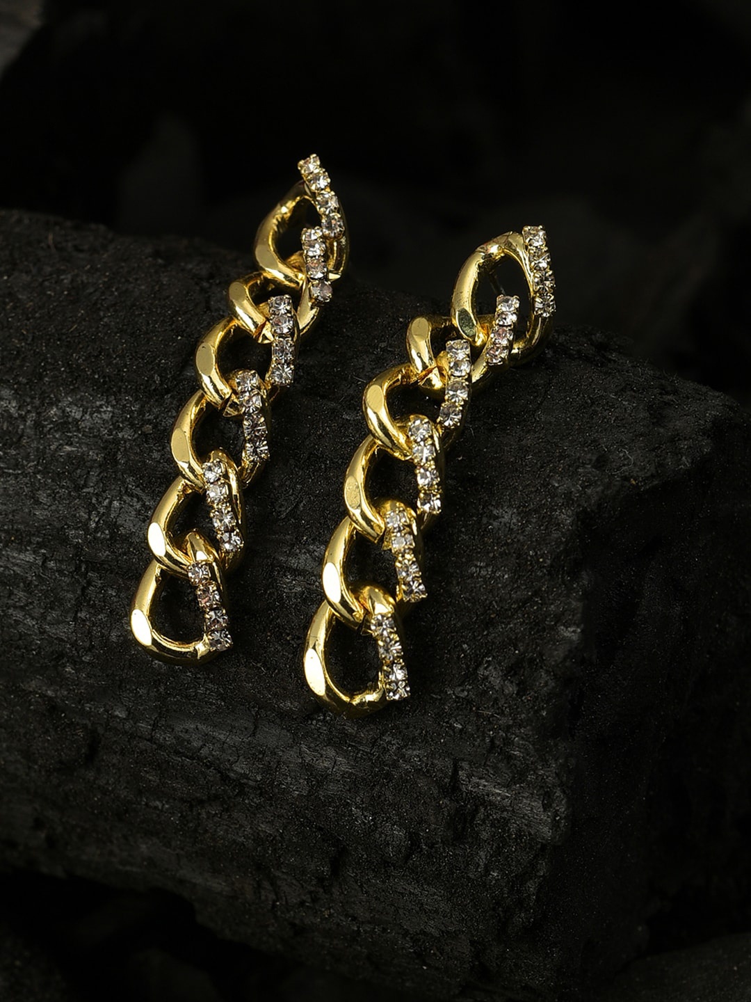 

SOHI Gold-Toned Contemporary Drop Earrings