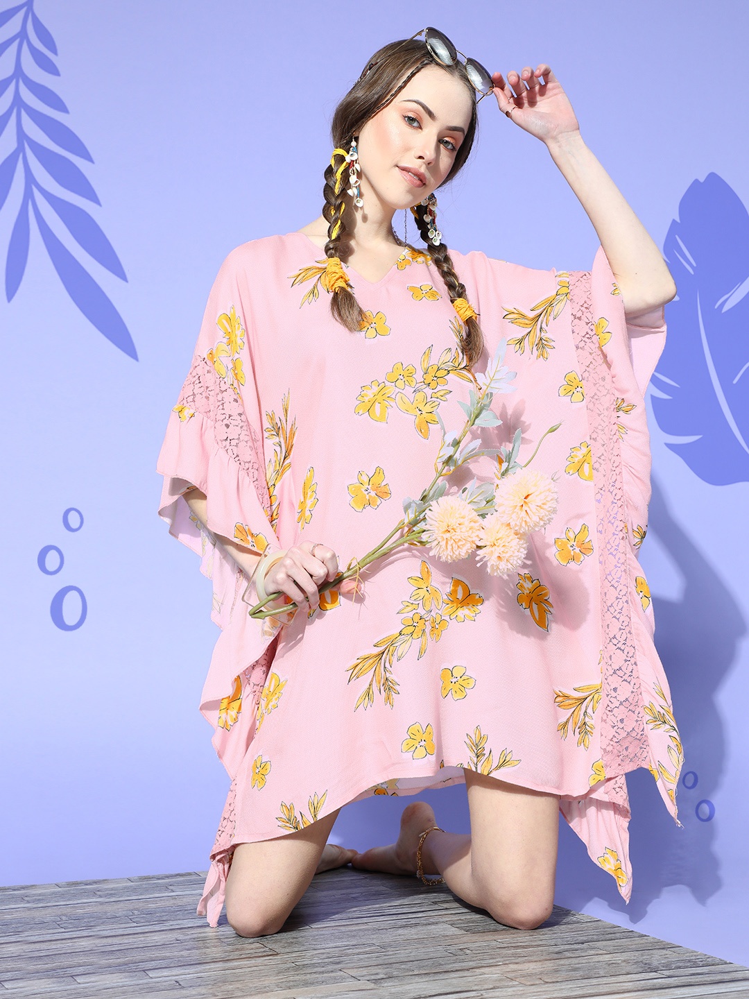 

The Kaftan Company Women Pretty Pink Printed New Age Kaftan Swimwear