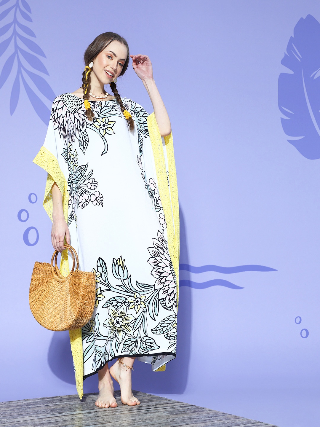 

The Kaftan Company Women Stunning Blue Printed New Age Kaftan Swimwear