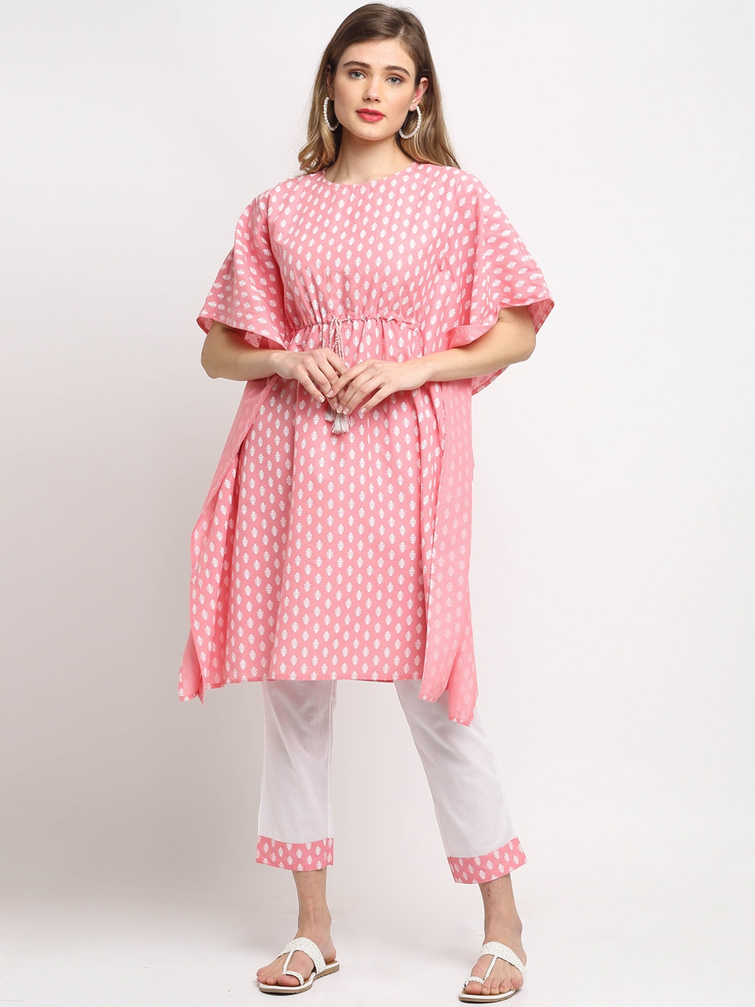 

Roly Poly Women Pink Ethnic Motifs Printed Pure Cotton Kurta with Trousers
