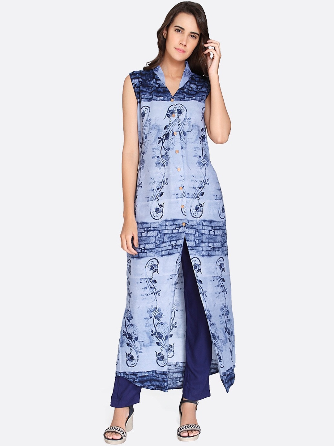 

Sangria Women Blue Floral Printed Floral Kurta