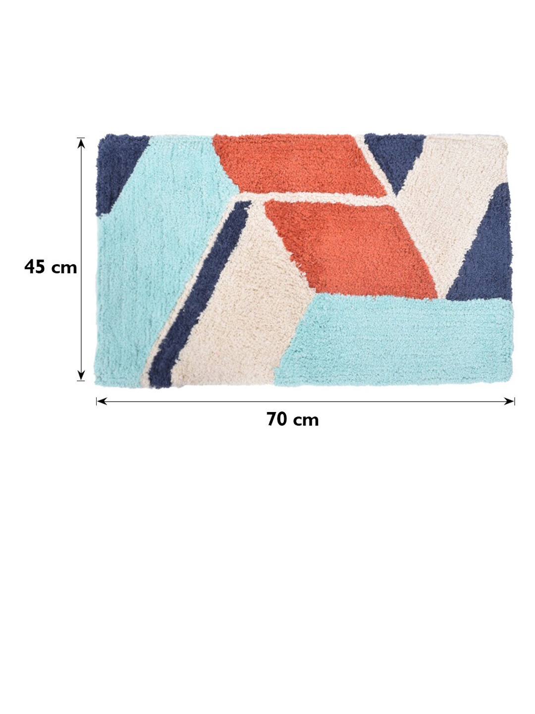 

BLANC9 Orange & Blue Printed 1700 GSM Pure Cotton Bath Rug