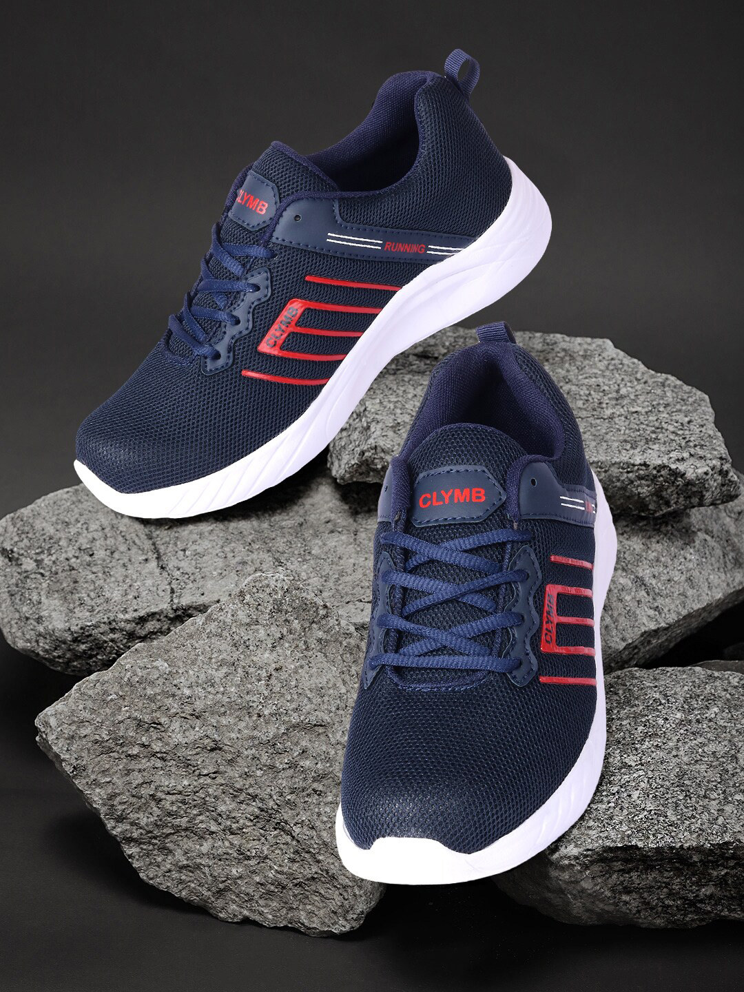 

CLYMB Men Navy Blue Mesh Running Non-Marking Shoes