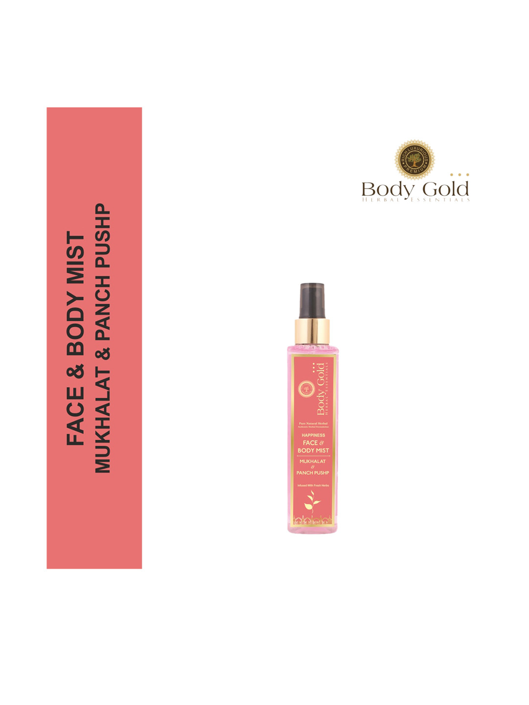 

Body Gold Mukhalat & Panch Pushp Happiness Face & Body Mist Toner 200 ml, Pink