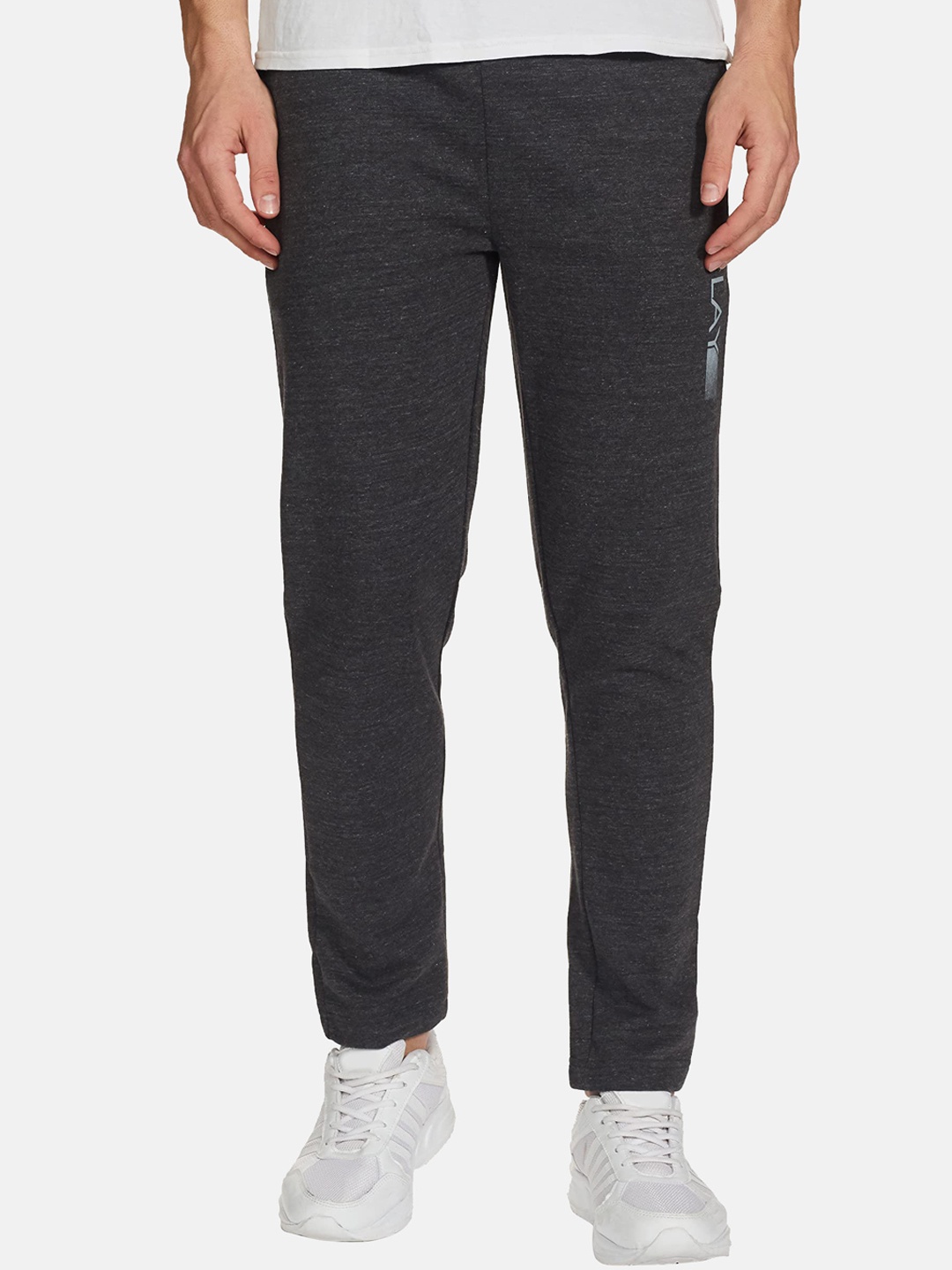 

Fruit of the loom Men Charcoal Grey Printed Regular Fit Track Pants