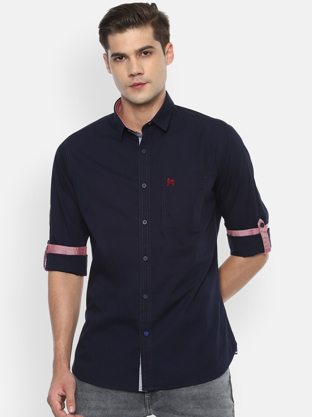 

Van Heusen Sport Men Navy Blue Slim Fit Pure Cotton Casual Shirt