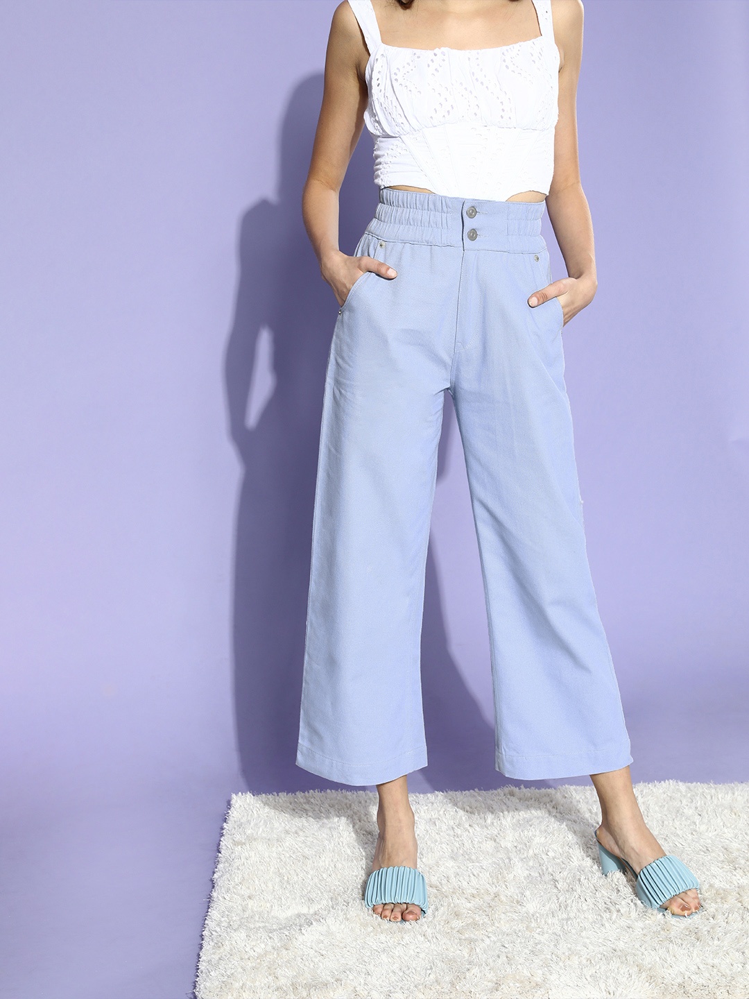 

KASSUALLY Women Stunning Blue High-Rise Wide Leg Jeans
