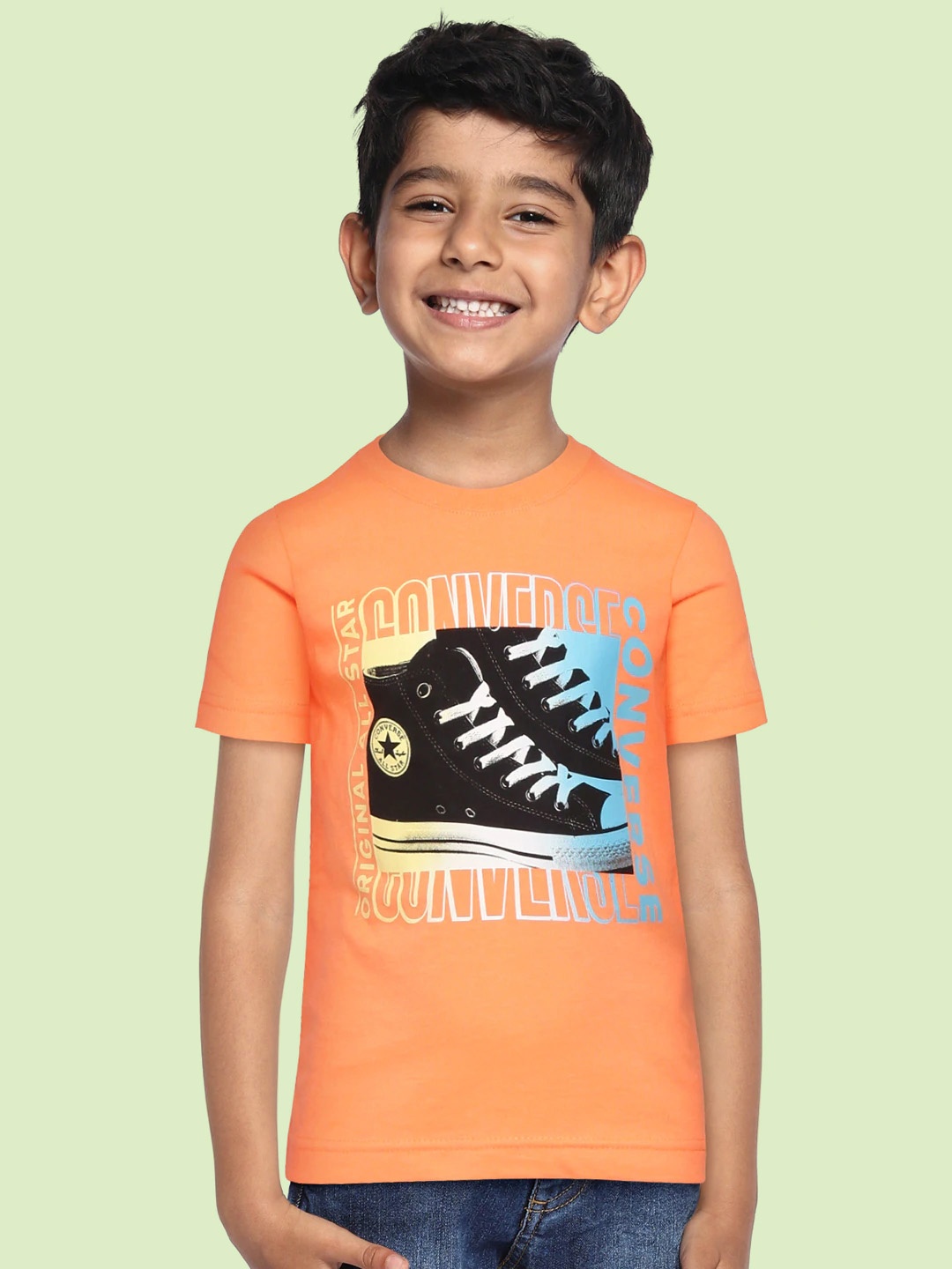 

Converse Boys Orange & Black Brand Logo Pure Cotton T-shirt