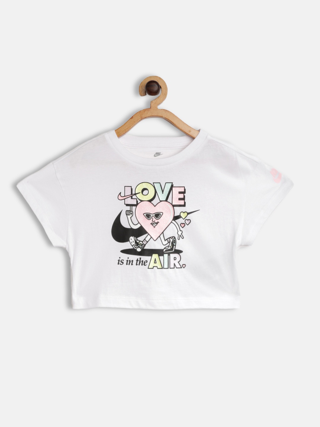 

Nike Girls White Typography Printed Extended Sleeves Pure Cotton Boxy T-shirt