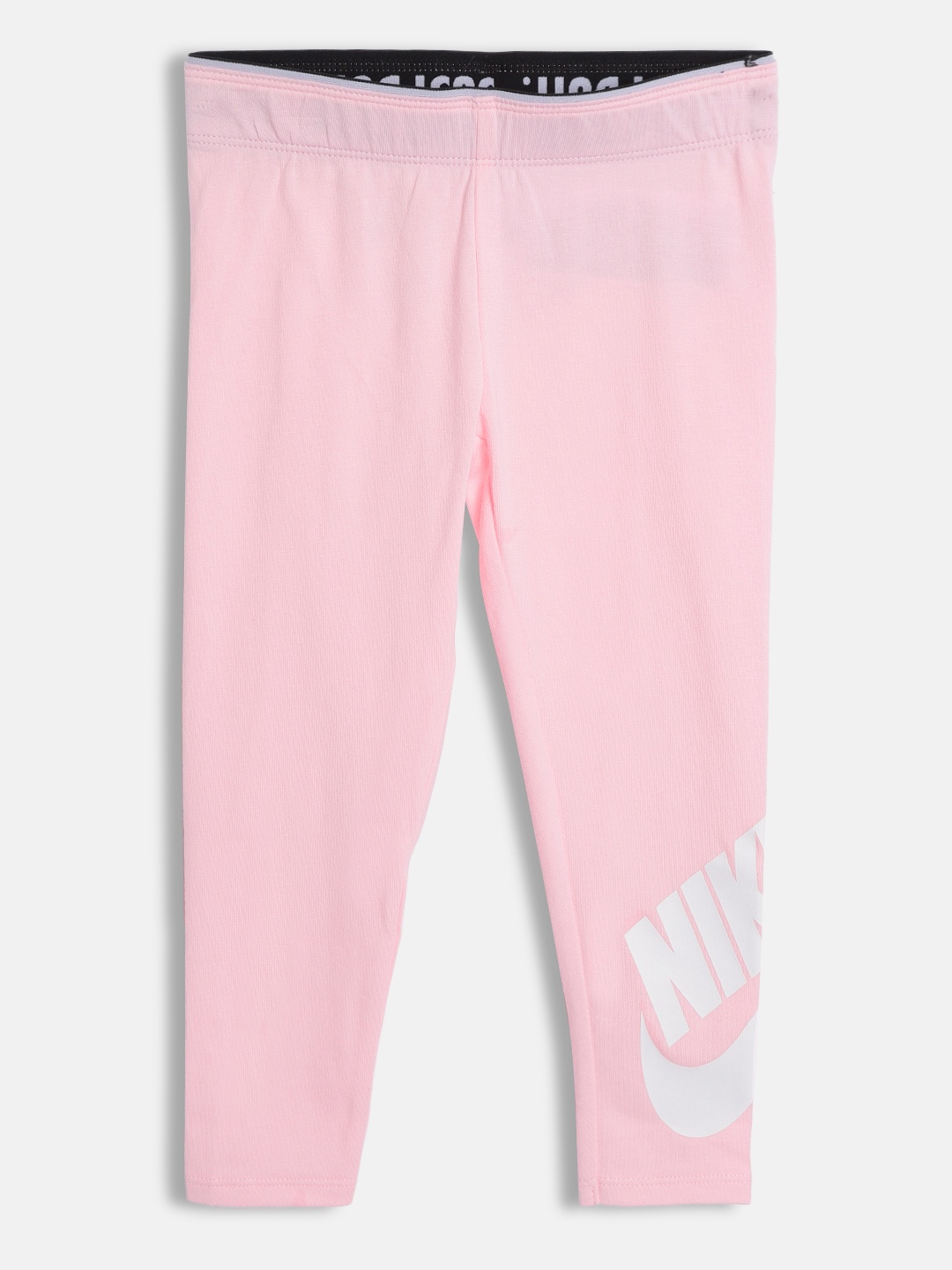 

Nike Girls Pink & White Brand Logo Print High-Rise Capris