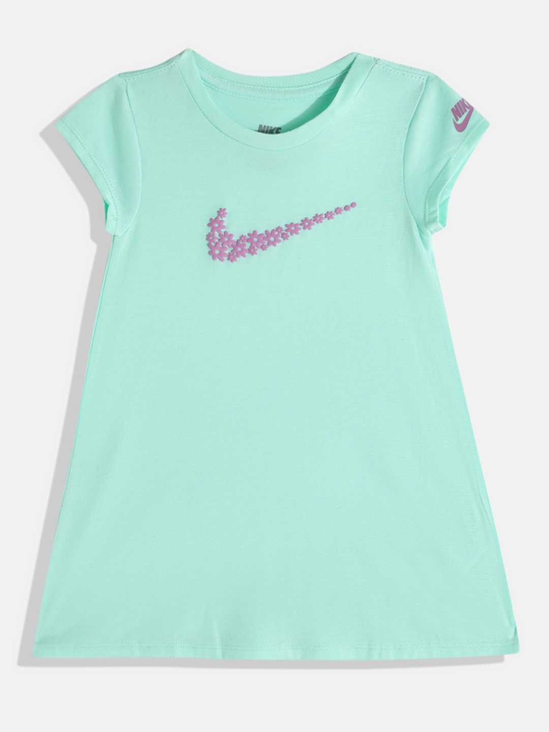 

Nike Girls Green Brand Logo Printed Pure Cotton NKG Sport Daisy T-shirt Dress