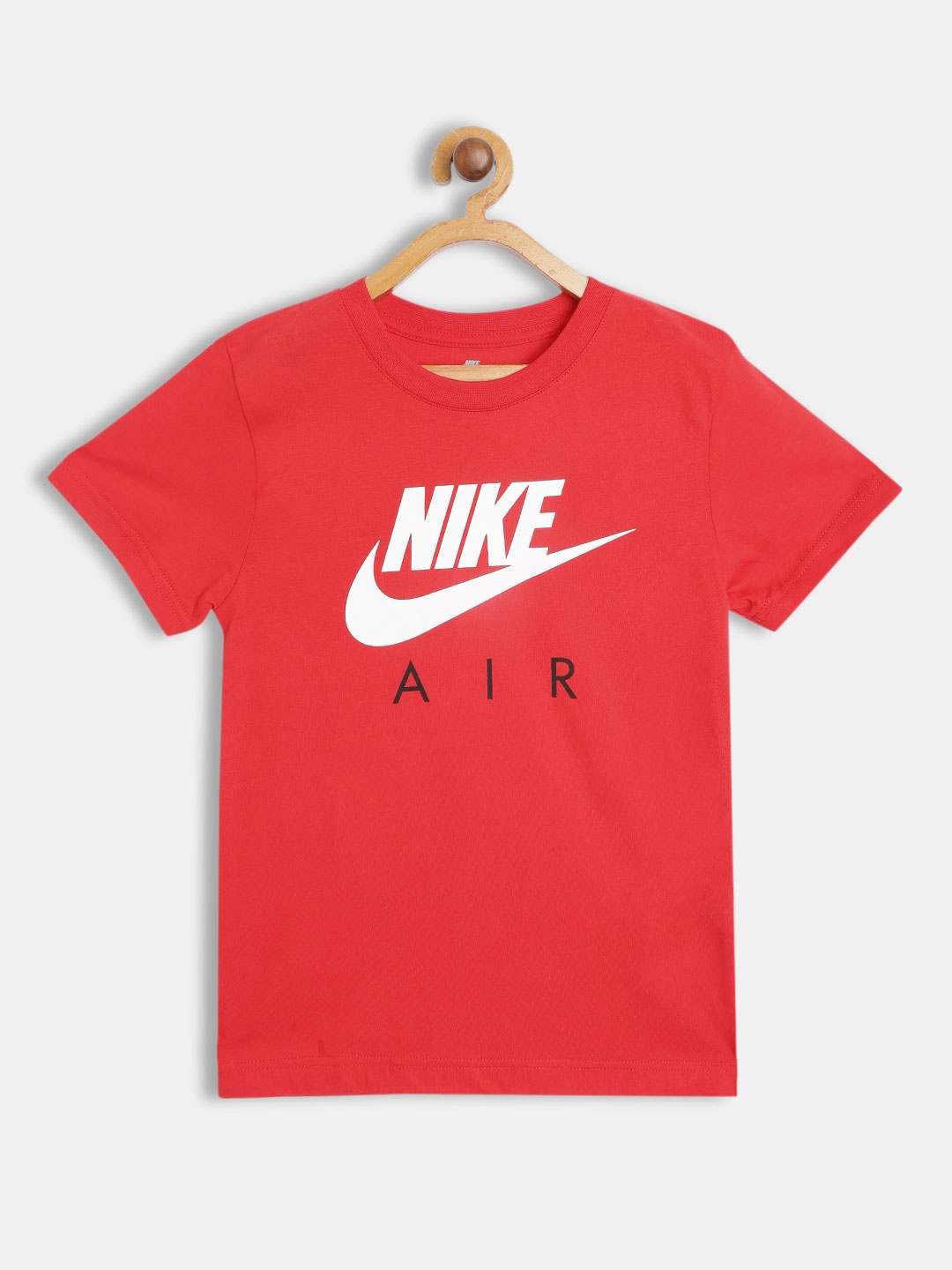 

Nike Boys Red & White Pure Cotton Brand Logo Printed Futura Air SS T-shirt