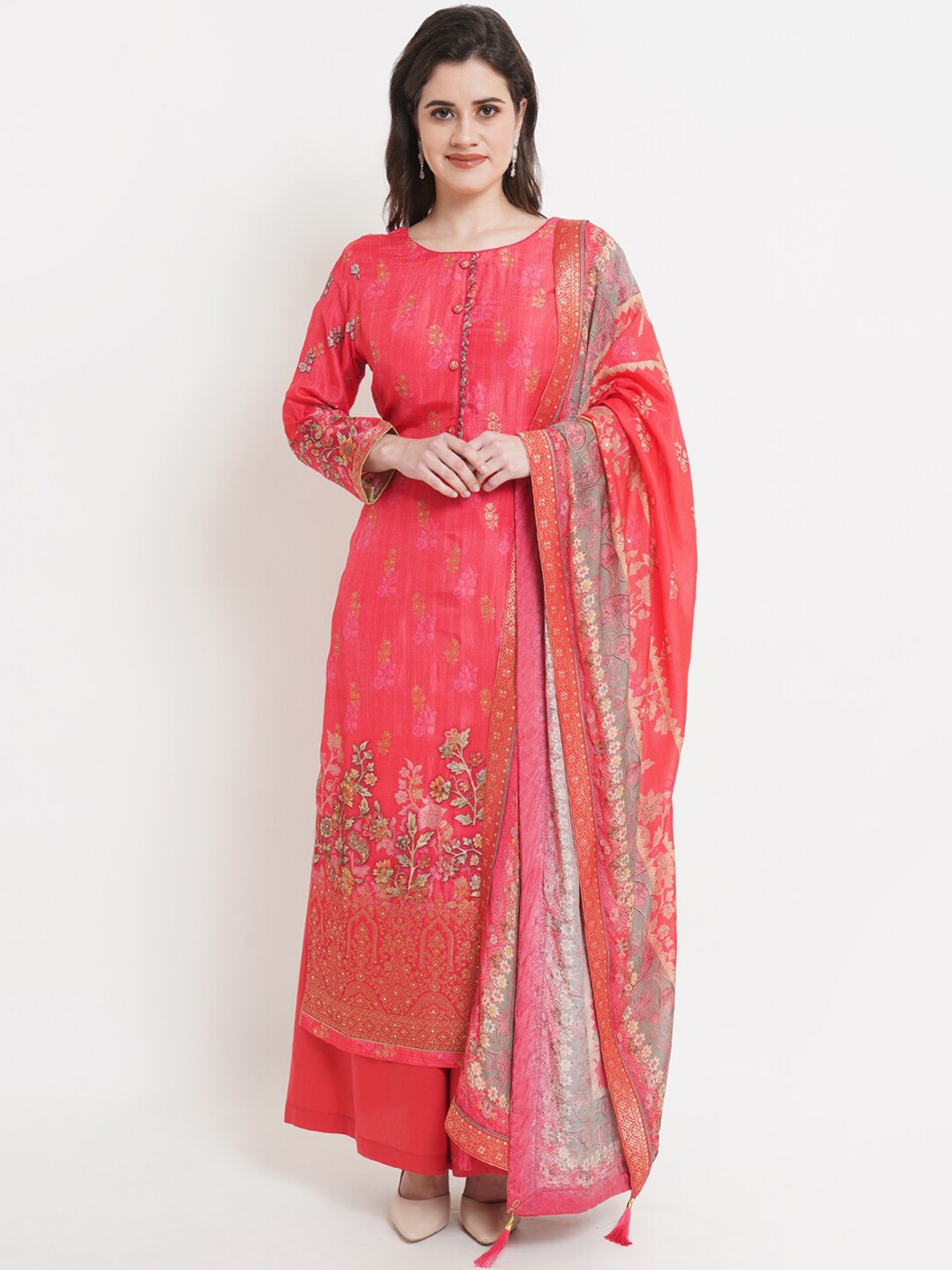 

Stylee LIFESTYLE Magenta Digital Printed Unstitched Dress Material
