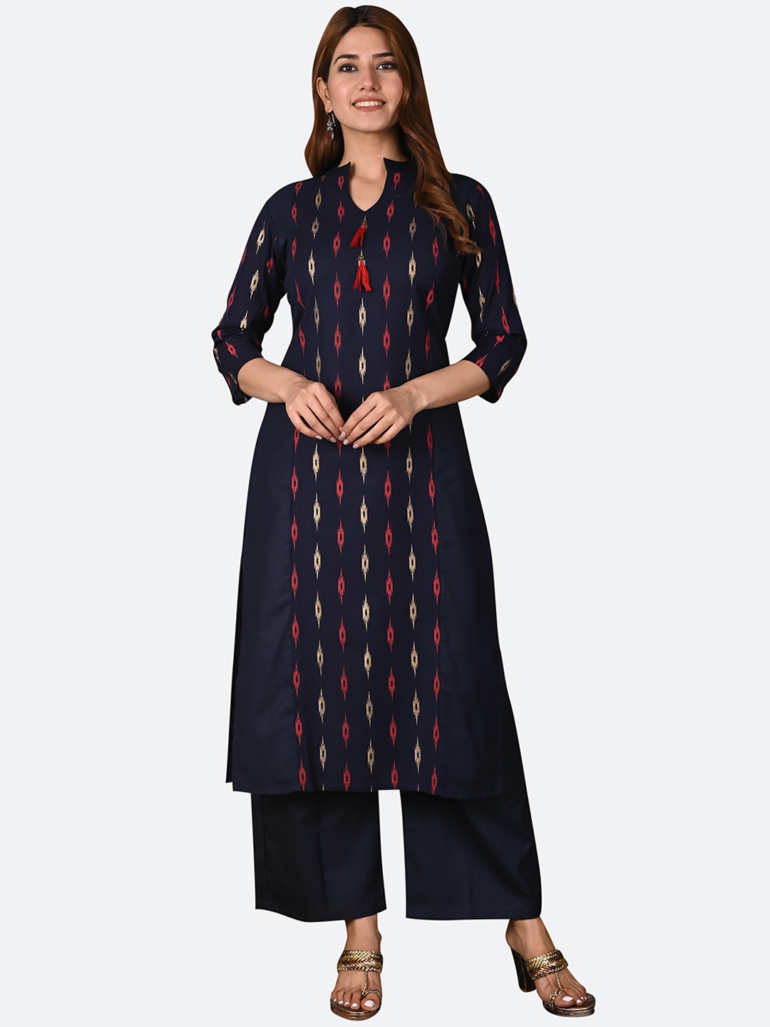 

KALINI Women Navy Blue Printed Kurta with Palazzos