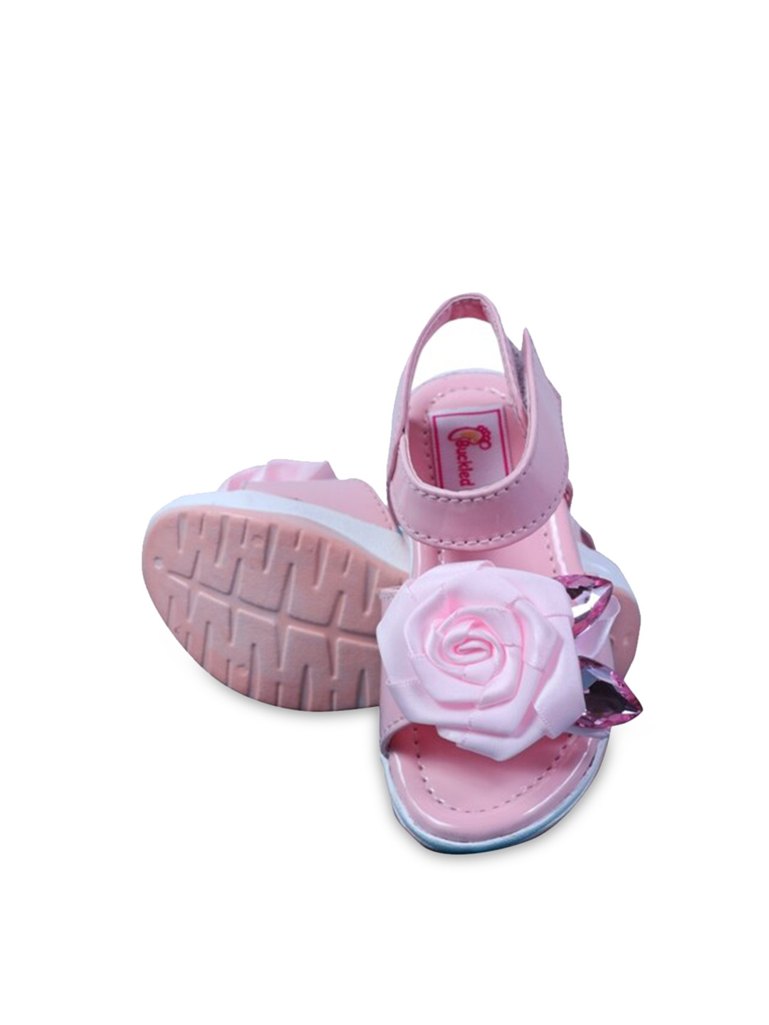 

Buckled Up Girls Pink Embellished Open Toe Flats