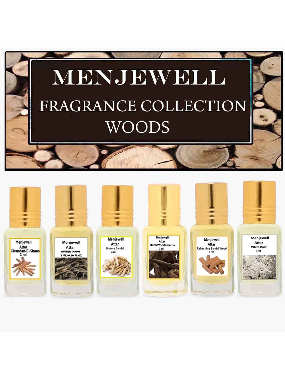 

Menjewell Perfumes Set of 6 Fine Fragrance Attar 3 ml each, Transparent