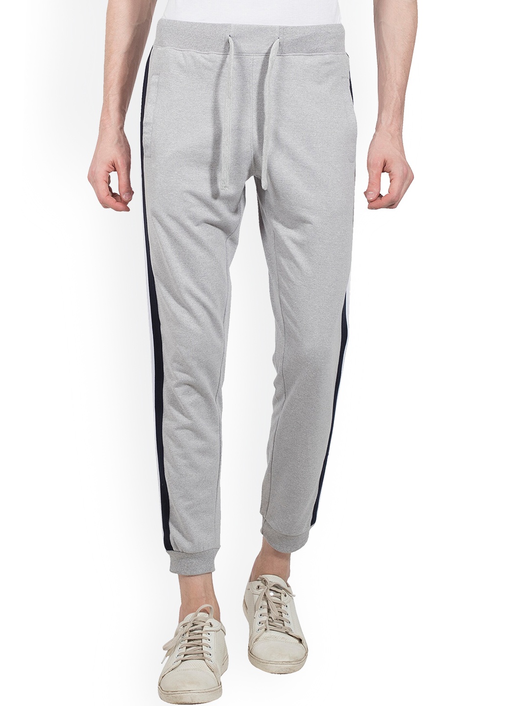 

Alan Jones Men Grey Melange Slim-Fit Joggers